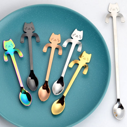 Mini Cute Coffee Spoon  stainless steel cartoon cat spoon